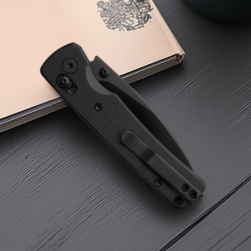 Miguron Vakor - 3.15" 14C28N Black PVD Blade, Black G10 Handle. MGR-817ABK