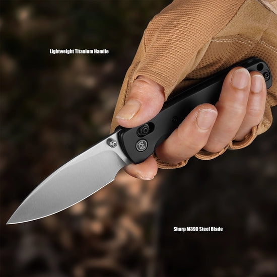 Miguron Vakor - 3.15" M390 Satin Blade, Black PVD Titanium Handle. MGR-633ABK