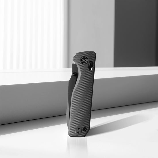 Miguron Vane II - 3.25" M390 DLC Hand Hollow Ground Rubbed Satin Blade, Dark Grey PVD Titanium Handle