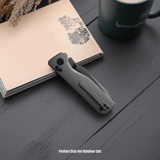 Miguron Vane II - 3.25" M390 DLC Hand Hollow Ground Rubbed Satin Blade, Dark Grey PVD Titanium Handle