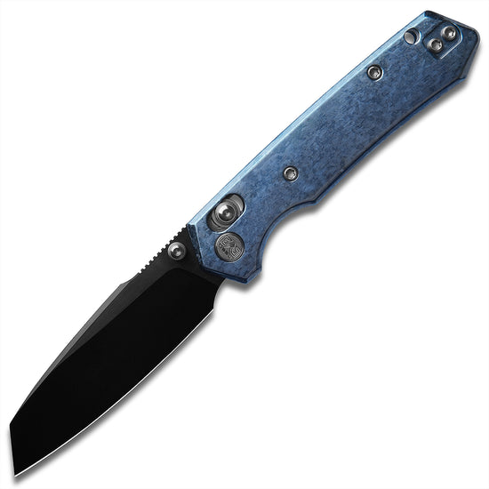 Miguron Vatso - 2.99" M390 Satin DLC Blade, Blue Crystal Titanium Handle. MGR-631ABJBU