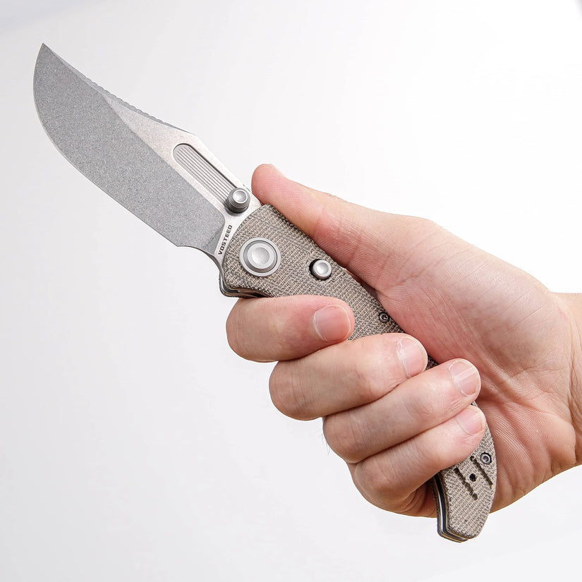 Vosteed Naga A3902 - 3.47" S35VN Stonewash Blade, Green Micarta Handle