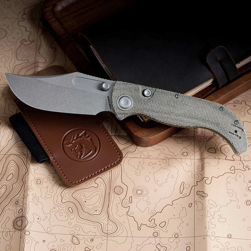 Vosteed Naga A3902 - 3.47" S35VN Stonewash Blade, Green Micarta Handle
