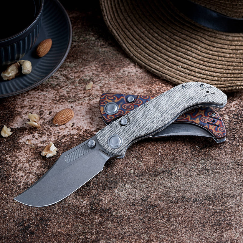 Vosteed Naga A3902 - 3.47" S35VN Stonewash Blade, Green Micarta Handle