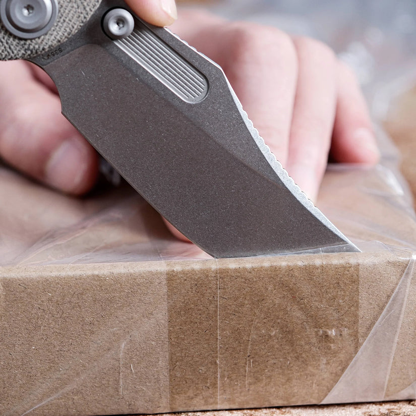 Vosteed Naga A3902 - 3.47" S35VN Stonewash Blade, Green Micarta Handle