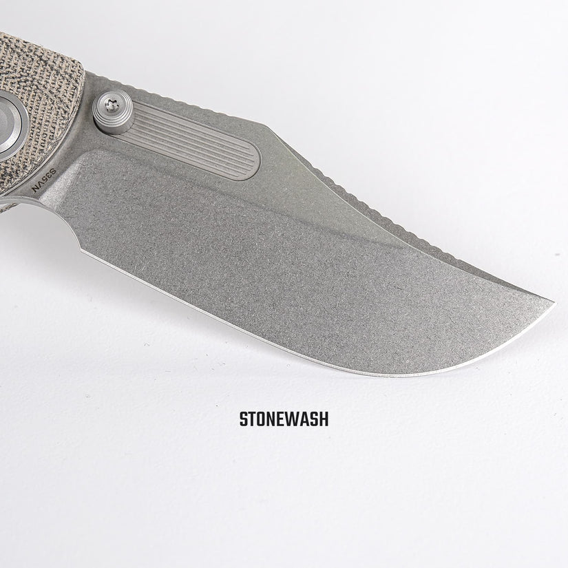 Vosteed Naga A3902 - 3.47" S35VN Stonewash Blade, Green Micarta Handle