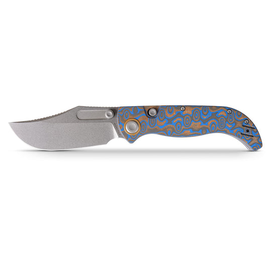 Vosteed Naga A3903 - 3.47" S35VN Stonewash Blade, Blue Ocean Micarta Handle