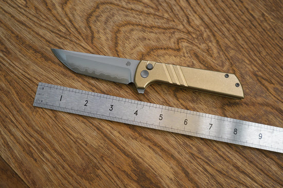 North Mountain Blade Chop 2 Bronze - 3.4" SLD-Magic Steel San Mai Tanto Blade, Bronze Lines Handle