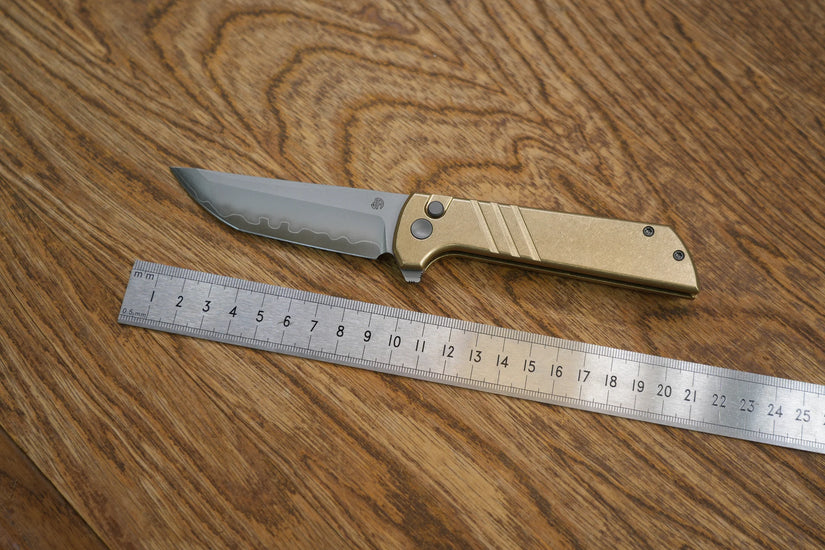 North Mountain Blade Chop 2 Bronze - 3.4" SLD-Magic Steel San Mai Tanto Blade, Bronze Lines Handle