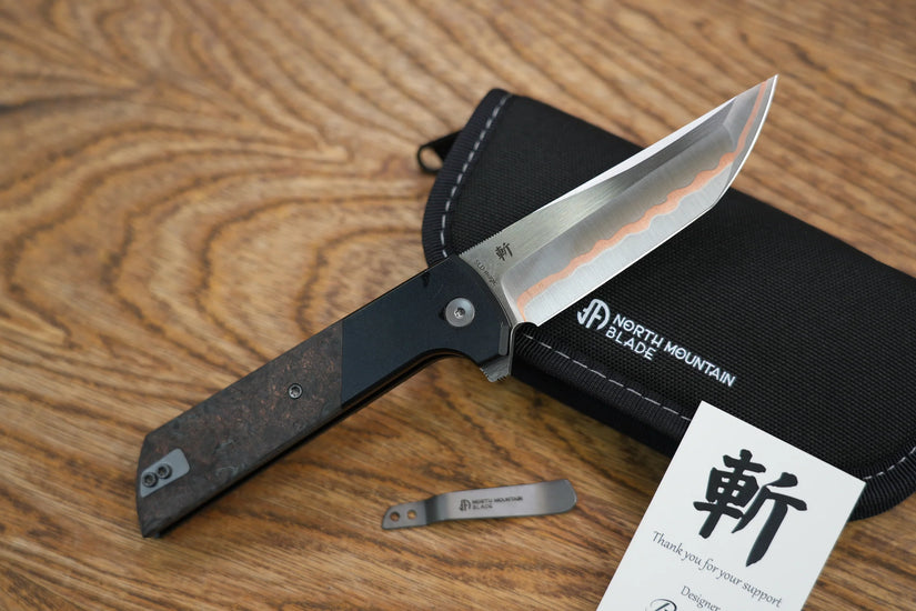 North Mountain Blade Forged Copper - 3.4" SLD-Magic Steel Forged Copper Blade, Aluminium Copper Carbon Fibre Handle