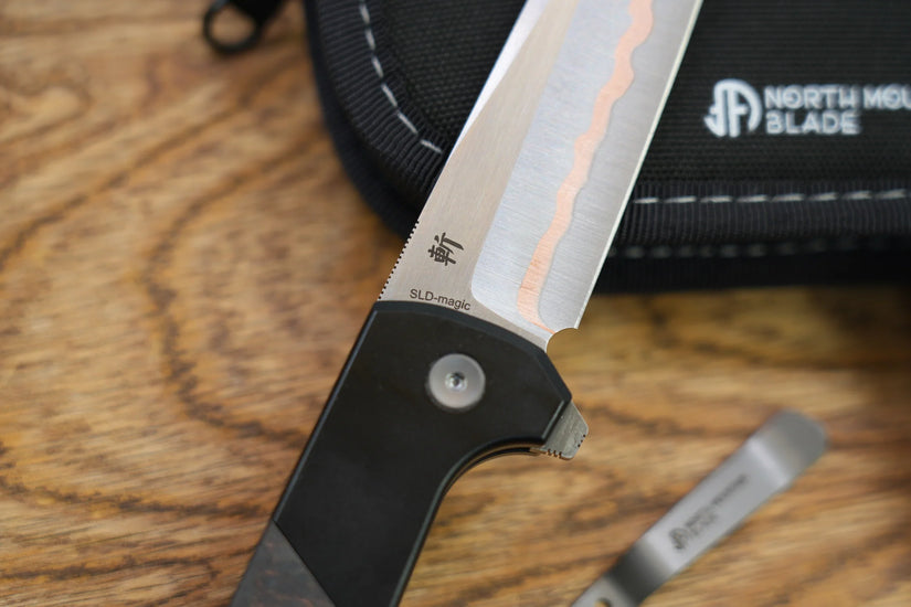 North Mountain Blade Forged Copper - 3.4" SLD-Magic Steel Forged Copper Blade, Aluminium Copper Carbon Fibre Handle