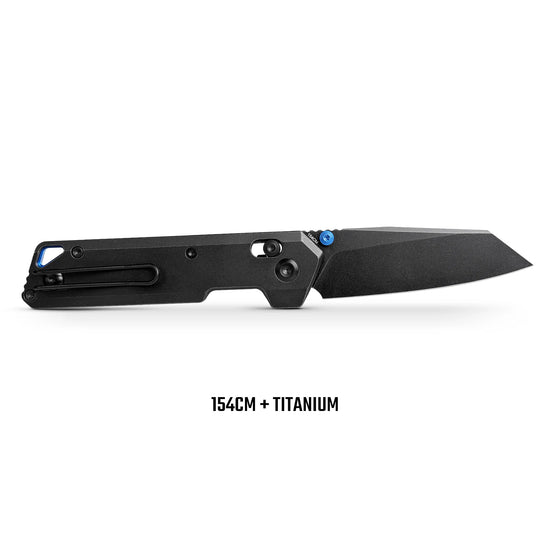 Vosteed Parallel A3501 - 2.9" 154CM Black Stonewash Blade, Black Titanium Handle