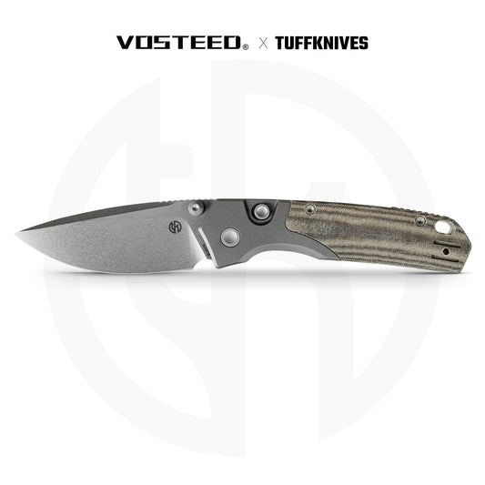 Vosteed Psyop 299 A2220 - 2.99" S35VN Stonewash Blade, Green Micarta & Titanium Handle