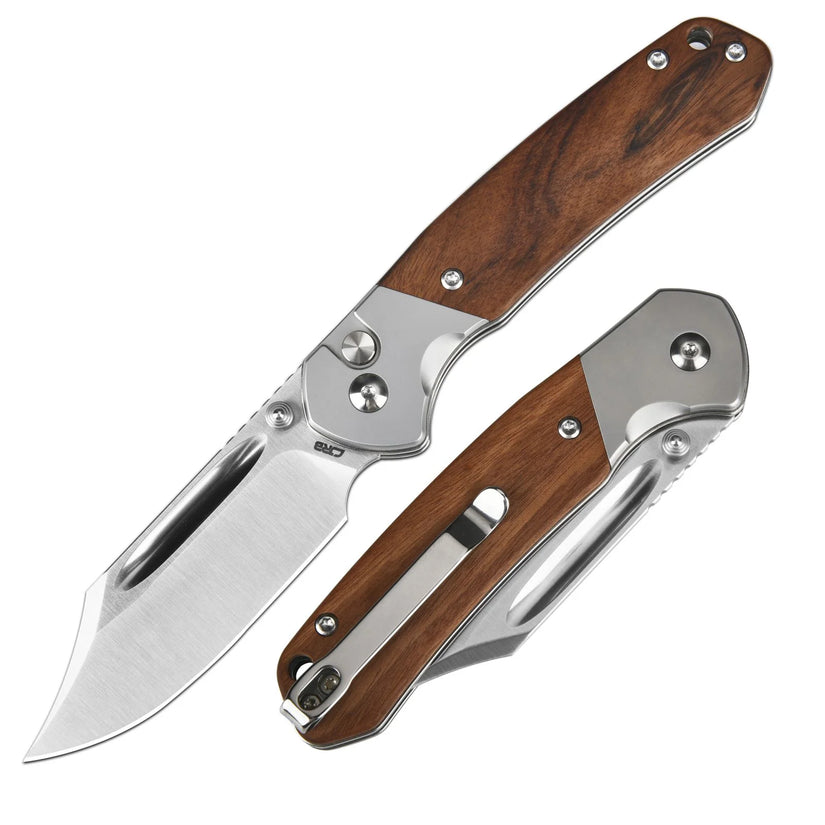 CJRB Pyrite Bowie - 3.15" AR-RPM9 Sand Polished Clip Point Blade, Rosewood Handles - J1942RW