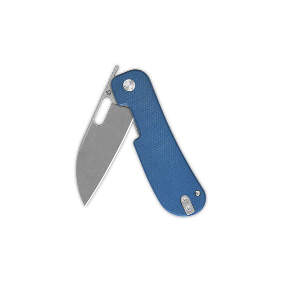 QSP Variant PE - 3" 14C28N Stonewashed Blade, Blue Micarta Handle - QS154-C