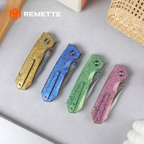 Remette RT-Rhino - 3.07" M390 Blade, Pink Crystallised Titanium Handle