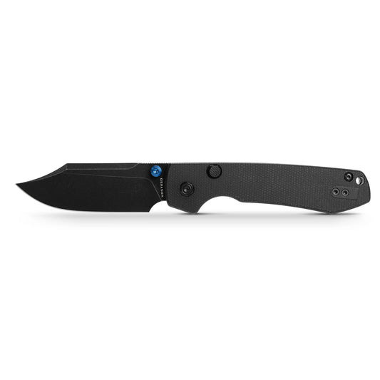 Vosteed Raccoon Bowie Top Liner Lock A2910 - 3.25" 14C28N Black Stonewashed Blade, Black Micarta Handle