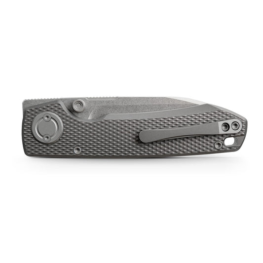 Vosteed Raccoon V Vanchor Lock A4001 - 3.22" M390 Stonewash Blade, Titanium Handle