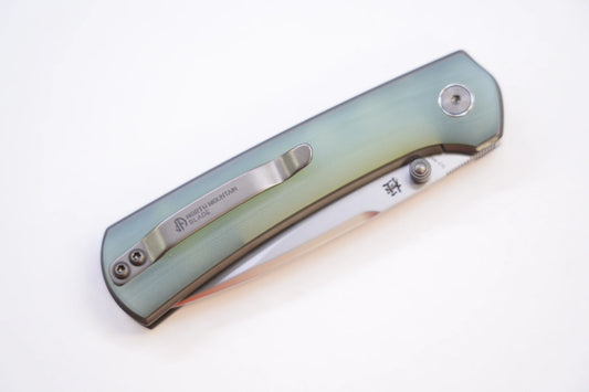 North Mountain Blade Ultra G10 - 3" SLD-Magic Steel Drop Point Blade, Jade G10 Handle