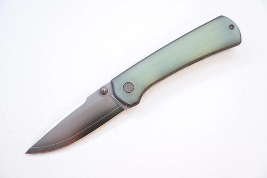 North Mountain Blade Ultra G10 - 3" SLD-Magic Steel Drop Point Blade, Jade G10 Handle