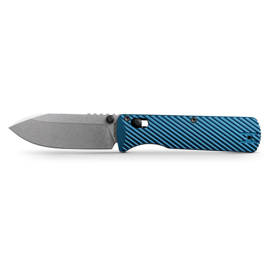 Vosteed Vombat A4103 - 2.92" M390 Stonewash Zulu Blade, Steel Blue Aluminium Handle