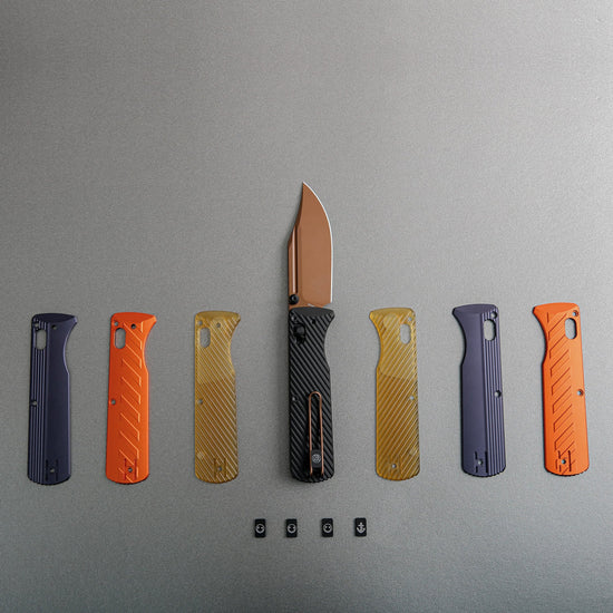 Vosteed Vombat A4106 - 2.92" M390 Copper Dune Bowie Blade, Black Aluminium Handle