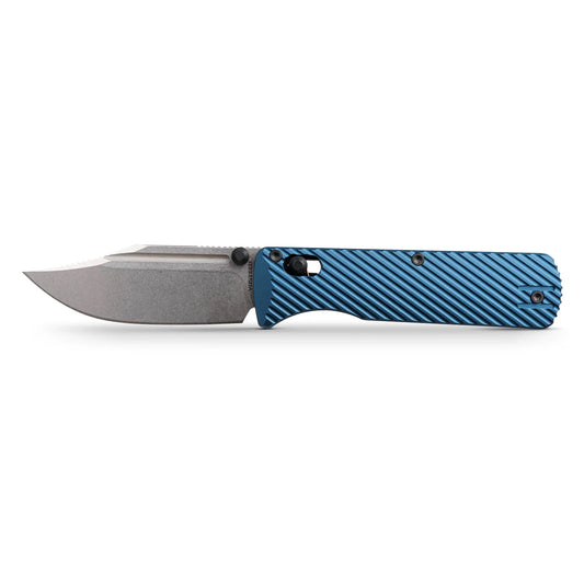 Vosteed Vombat A4108 - 2.92" M390 Stonewash Bowie Blade, Steel Blue Aluminium Handle