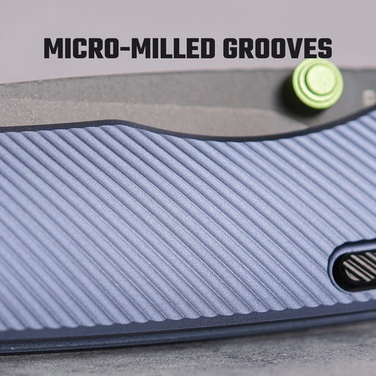 Vosteed Marten A1603 - 2.98" 154CM Black Stonewashed Blade, Blue Aluminium Handle