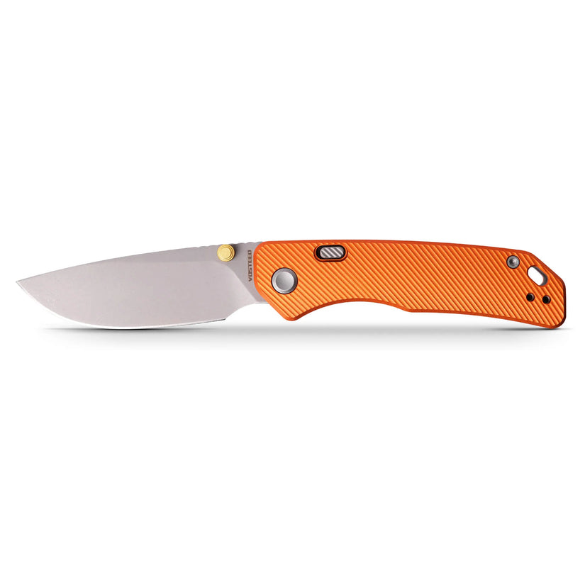 Vosteed Marten A1604 - 2.98" 154CM Stonewash Blade, Orange Aluminium Handle