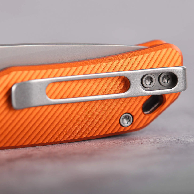 Vosteed Marten A1604 - 2.98" 154CM Stonewash Blade, Orange Aluminium Handle