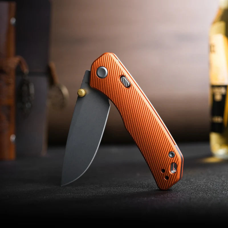 Vosteed Marten A1604 - 2.98" 154CM Stonewash Blade, Orange Aluminium Handle