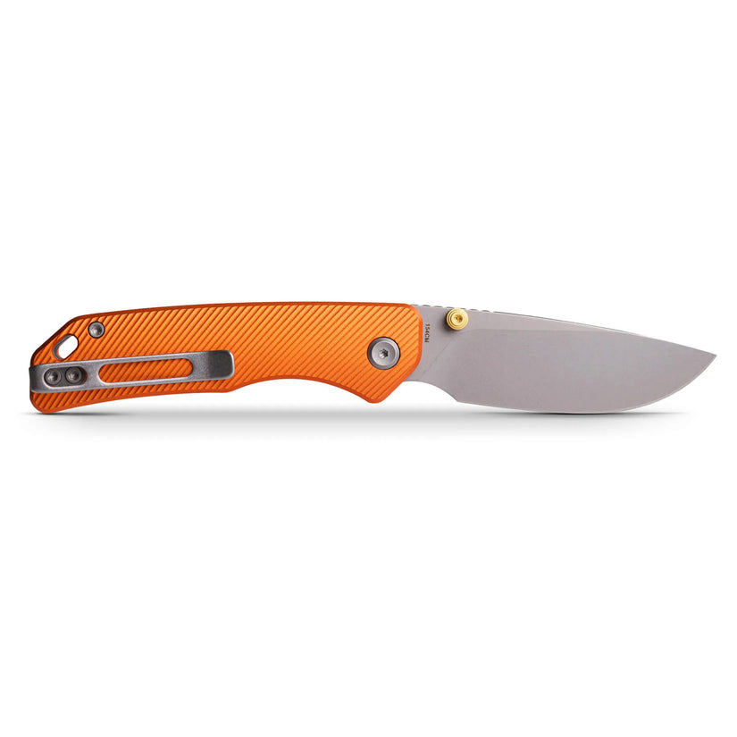 Vosteed Marten A1604 - 2.98" 154CM Stonewash Blade, Orange Aluminium Handle