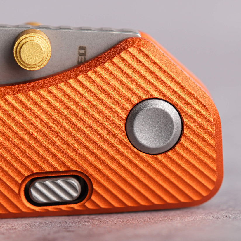 Vosteed Marten A1604 - 2.98" 154CM Stonewash Blade, Orange Aluminium Handle