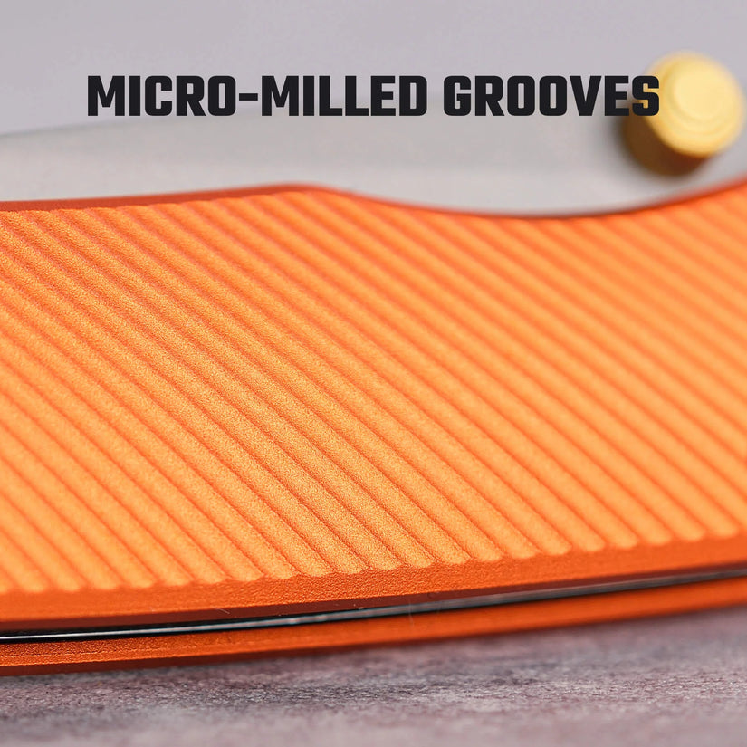 Vosteed Marten A1604 - 2.98" 154CM Stonewash Blade, Orange Aluminium Handle