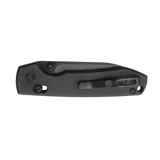 Vosteed Raccoon Crossbar A0501 - 3.25" 14C28N Black Stonewashed Blade, Black Micarta Handle