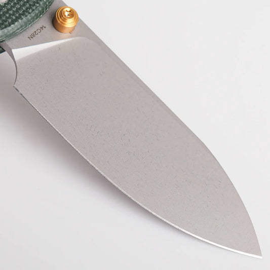 Vosteed Raccoon Top Liner Lock A2904 - 3.25" 14C28N Stonewashed Blade, Green Micarta Handle