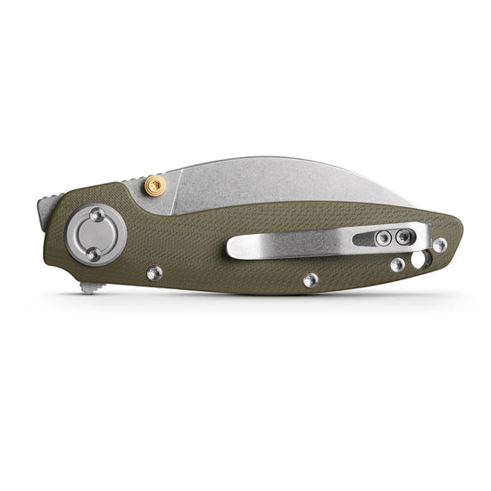 Vosteed Shilin Cutter A2804 - 2.9" 154CM Stonewash Blade, Green G10 Handle