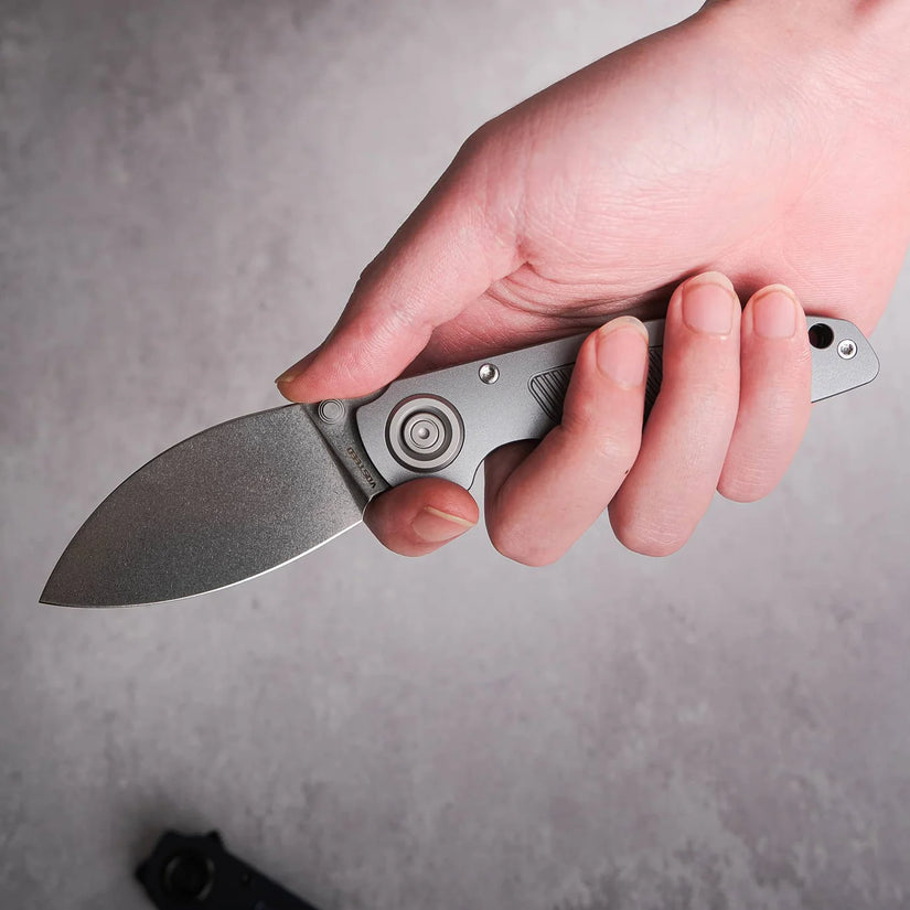 Vosteed Shilin Cutter A2805 - 2.9" Elmax Stonewash Blade, Grey Aluminium Handle