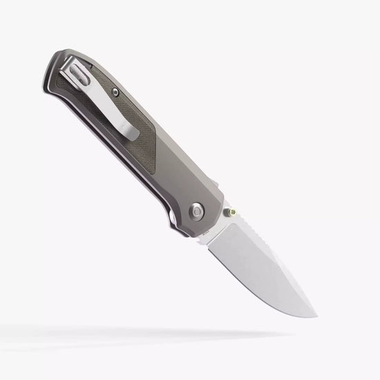 Flytanium Arcade FLY-1255 - 3.2" S35VN Stonewashed Drop Point Blade, Gunmetal Aluminium Handles