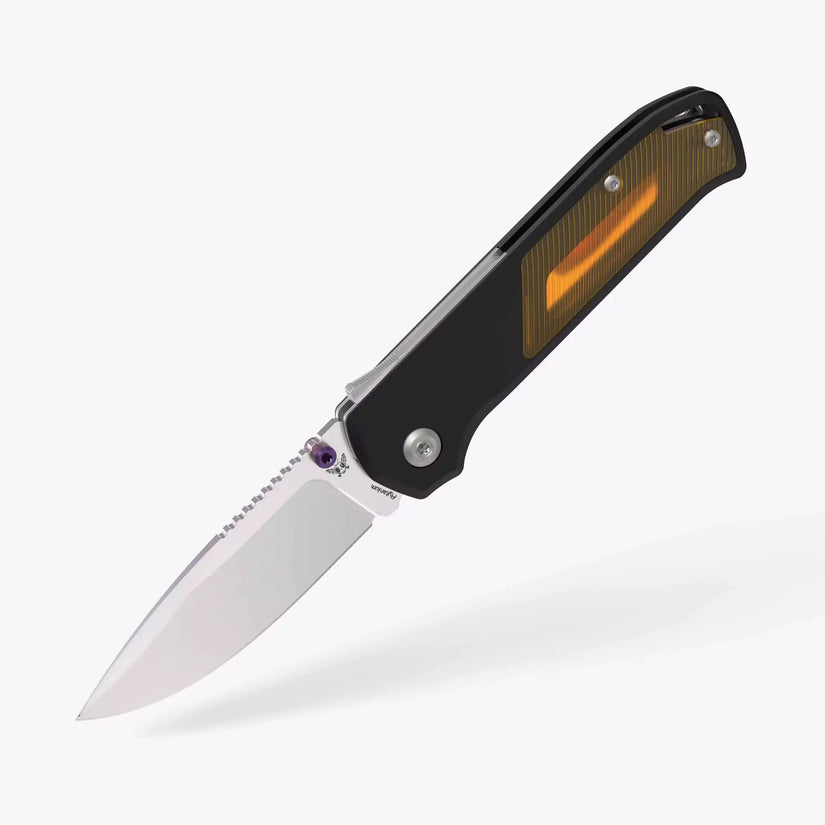 Flytanium Arcade Ultem FLY-1251 - 3.2" S35VN Stonewashed Drop Point Blade, Black/Ultem Aluminium Handles