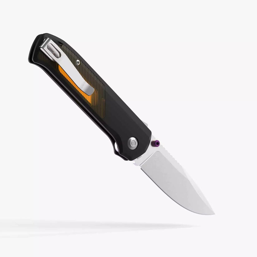 Flytanium Arcade Ultem FLY-1251 - 3.2" S35VN Stonewashed Drop Point Blade, Black/Ultem Aluminium Handles