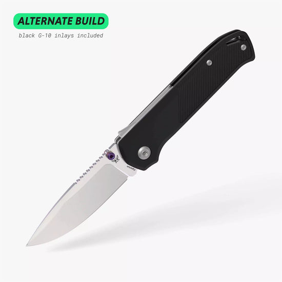 Flytanium Arcade Ultem FLY-1251 - 3.2" S35VN Stonewashed Drop Point Blade, Black/Ultem Aluminium Handles