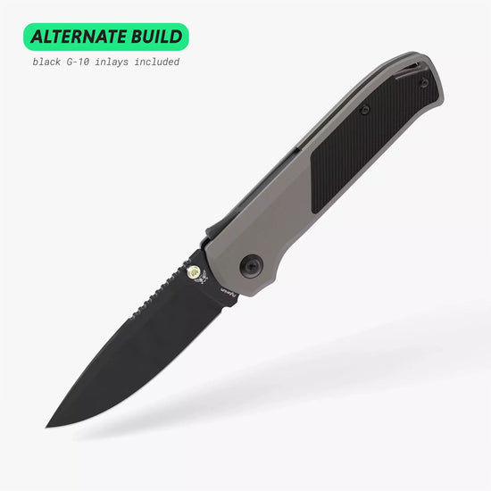 Flytanium Arcade FLY-1256 - 3.2" S35VN Black DLC Drop Point Blade, Gunmetal Aluminium Handles