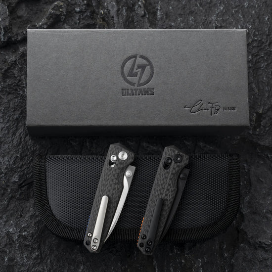 Olitans C045-B - 2.6" M390 Black Blade, Carbon Fibre Handle