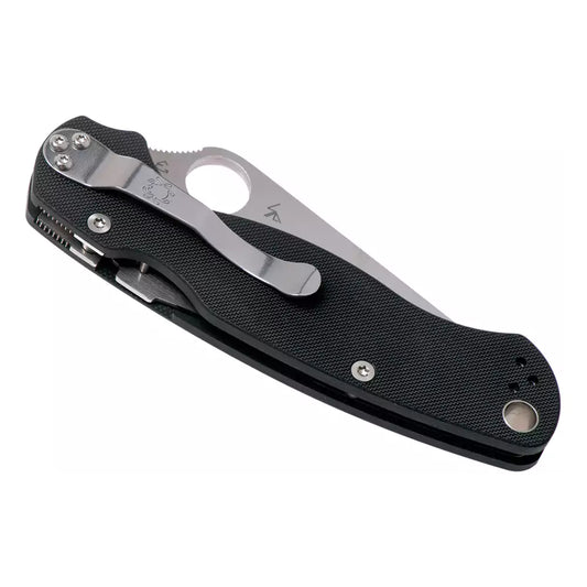 Spyderco Para Military 2 C81GP2 - 3.42" S45VN Satin Blade, Black G-10 Handles