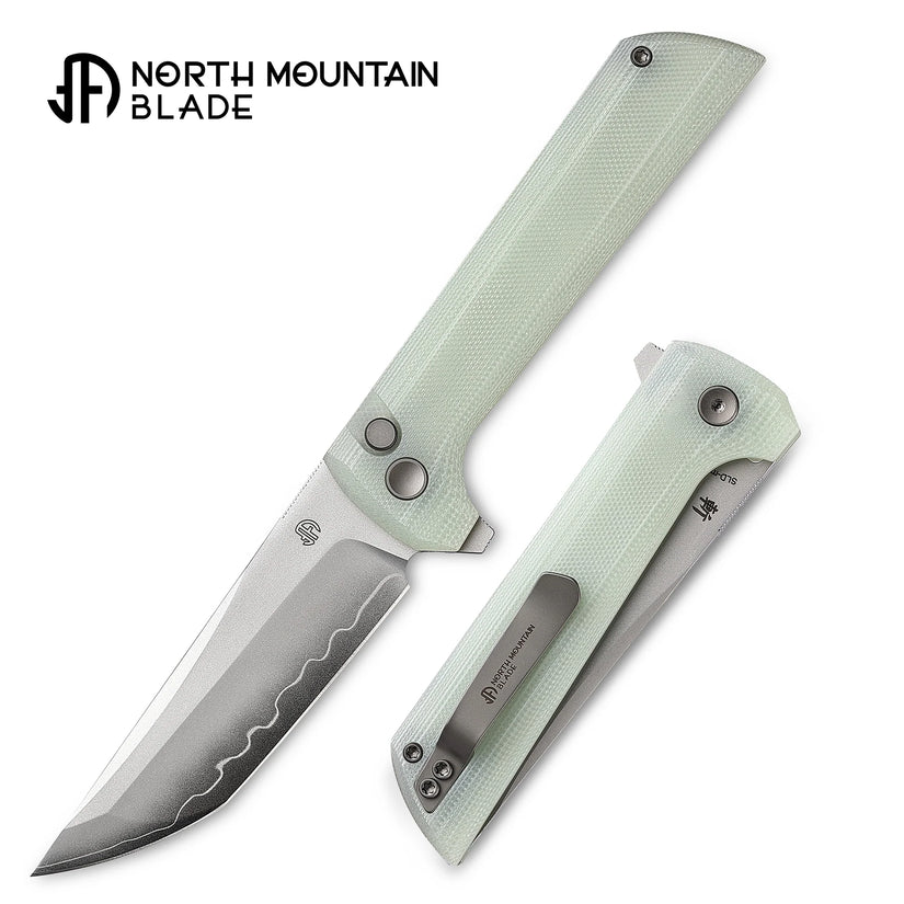 North Mountain Blade Chop 2 G10 - 3.4" SLD-Magic Steel San Mai Tanto Blade, Jade G10 Handle
