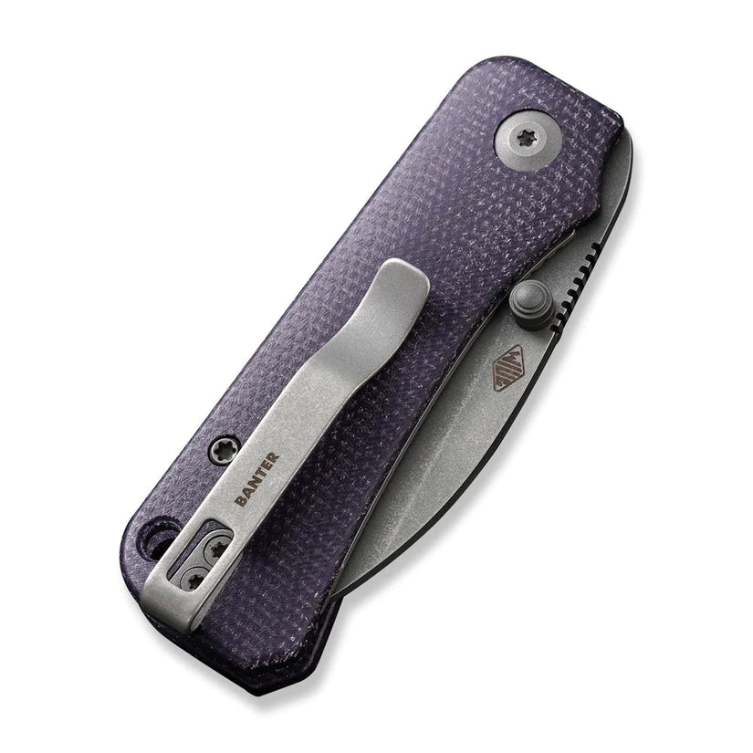 Civivi Baby Banter Wharncliffe C19068SC-2 - 2.32" Grey Stonewashed Nitro-V, Purple Canvas Micarta Contoured
