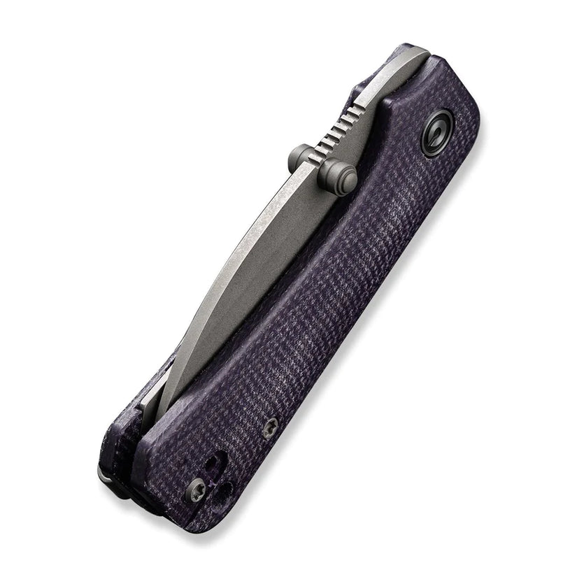 Civivi Baby Banter Wharncliffe C19068SC-2 - 2.32" Grey Stonewashed Nitro-V, Purple Canvas Micarta Contoured