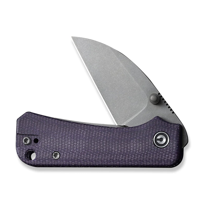 Civivi Baby Banter Wharncliffe C19068SC-2 - 2.32" Grey Stonewashed Nitro-V, Purple Canvas Micarta Contoured
