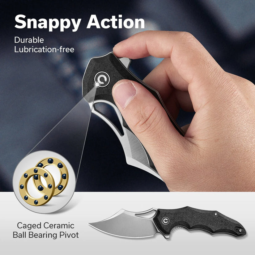 Civivi Chiro C23046-3 - 3.1" 14C28N Satin Blade, Black G10 Handles